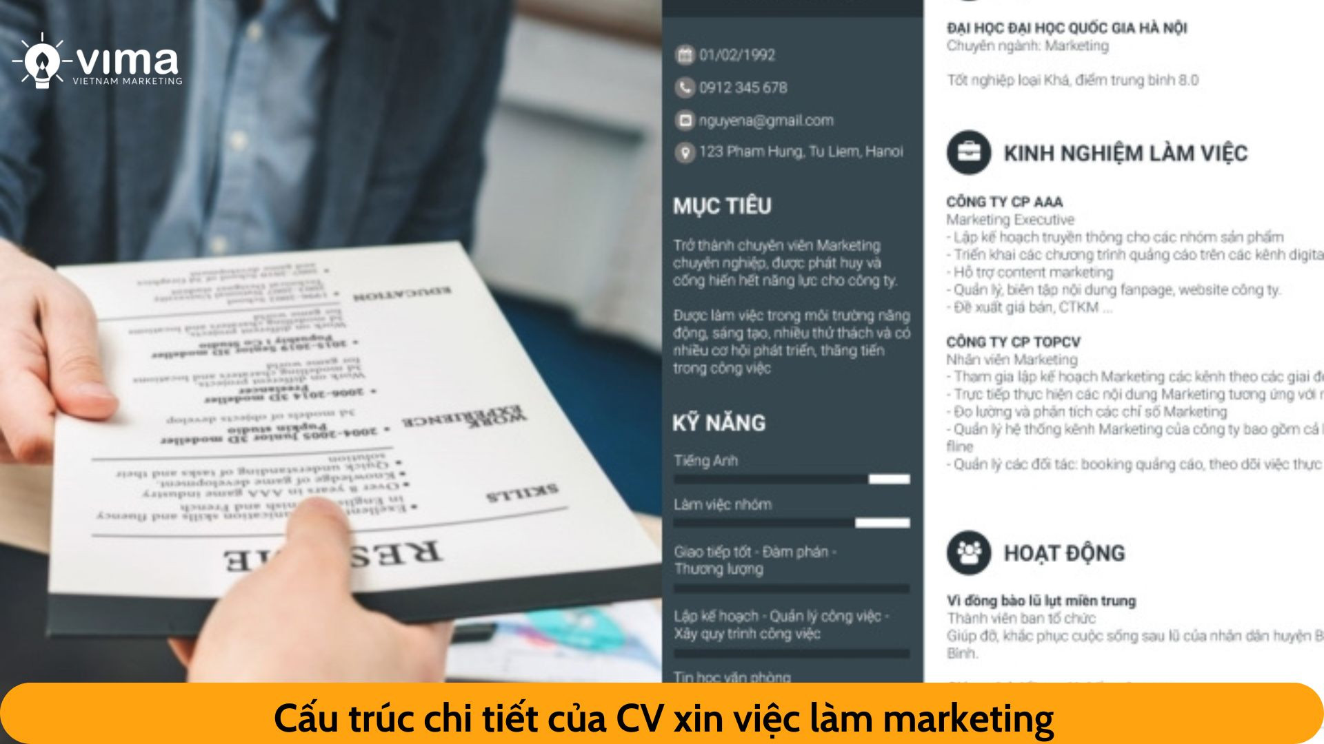 Cấu trúc chi tiết của CV xin việc làm marketing